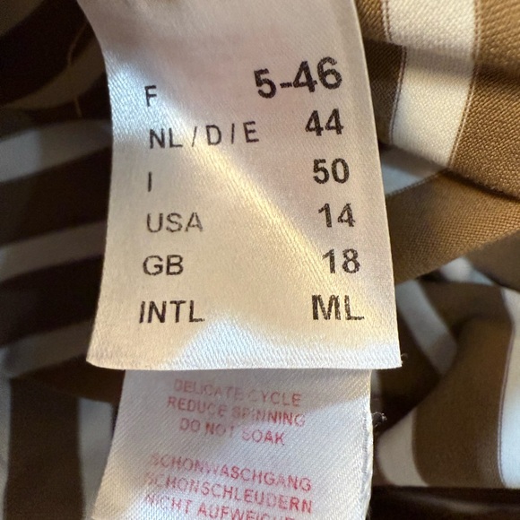 Saint James Tan and White Boxy 3/4 Sleeve Blouse - US 14 - Picture 6 of 8